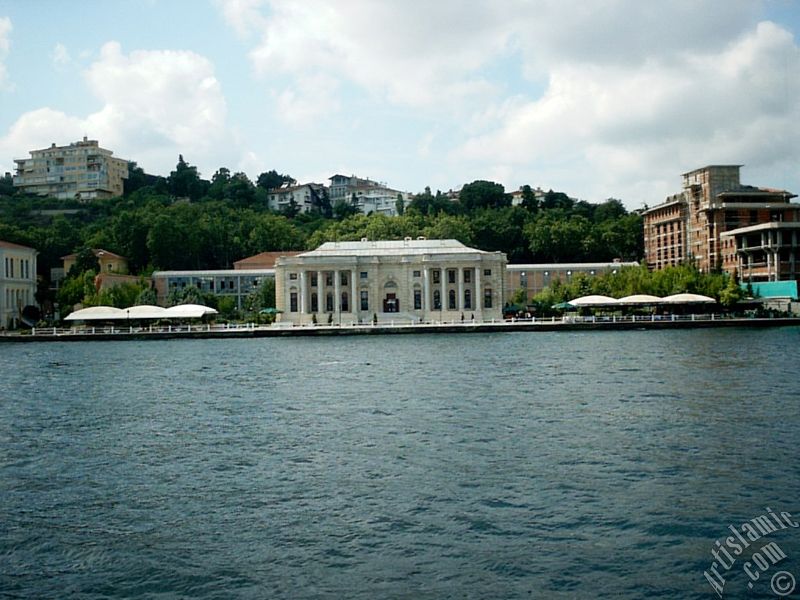 View of Ortakoy coast from the Bosphorus in Istanbul city of Turkey.
