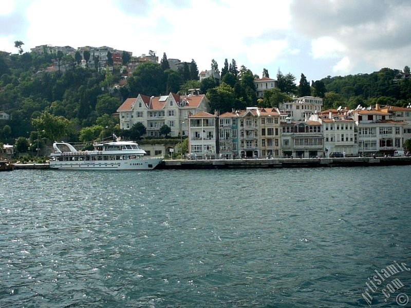 View of Kurucesme coast from the Bosphorus in Istanbul city of Turkey.
