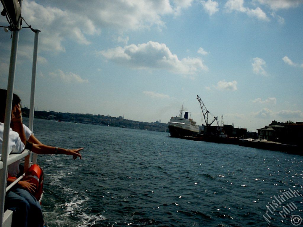 View of Findikli-Kabatas coast from the Bosphorus in Istanbul city of Turkey.
