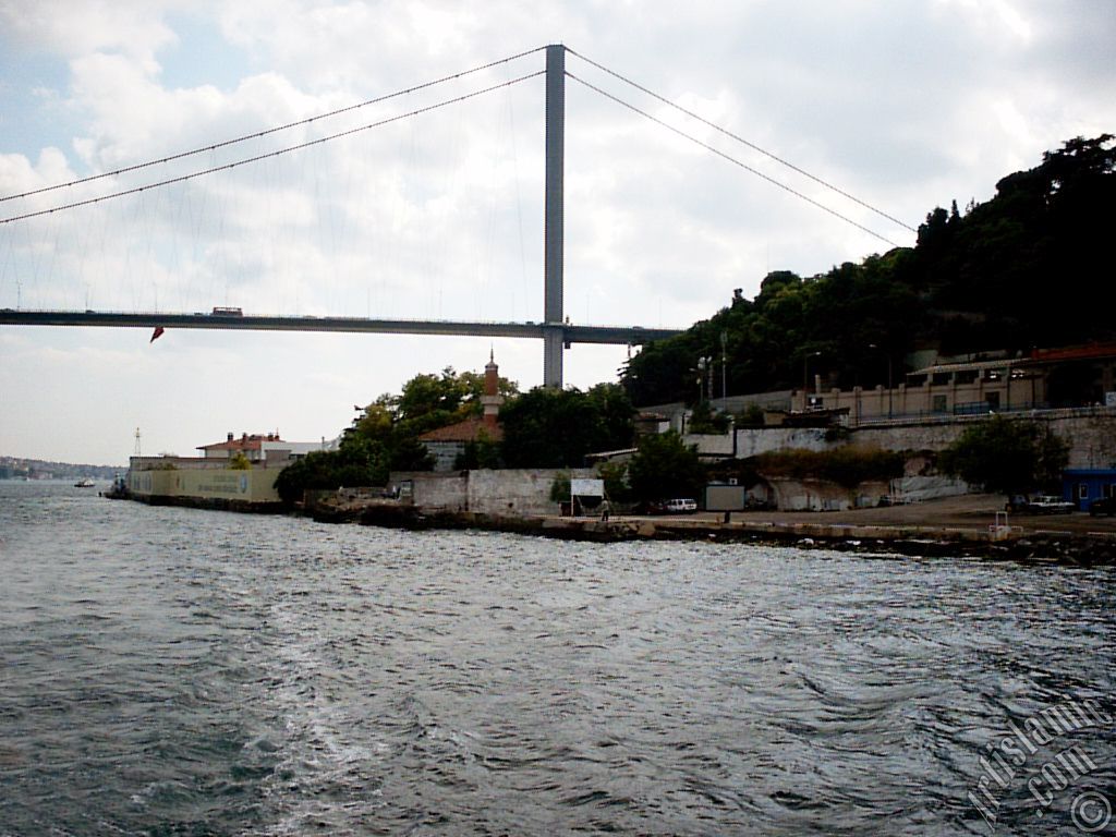 View of Ortakoy coast from the Bosphorus in Istanbul city of Turkey.
