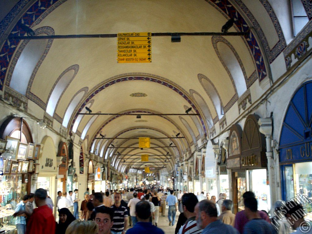 The historical Grand Bazaar located in the district of Beyazit in Istanbul city of Turkey.
